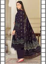 Dark Purple Slub Lawn 3pc Suit