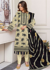 Cream Color Printed Lawn 3pc Suit