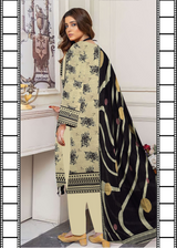 Cream Color Printed Lawn 3pc Suit