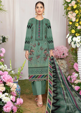 Teal Green Slub Lawn 3pc Unstitched