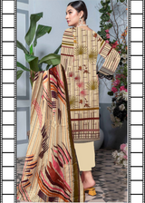 Wheat Color Slub Lawn 3pc Suit