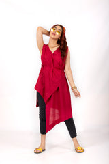 Exotically Styled plain Red Fashion Kurti
