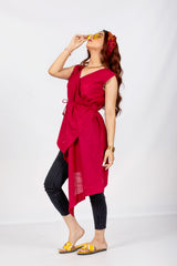 Exotically Styled plain Red Fashion Kurti