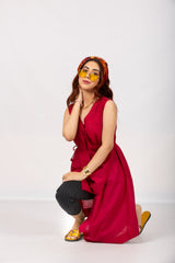 Exotically Styled plain Red Fashion Kurti