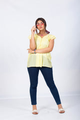 Yellow Frilled Plain Top