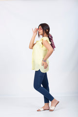 Yellow Frilled Plain Top
