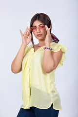 Yellow Frilled Plain Top