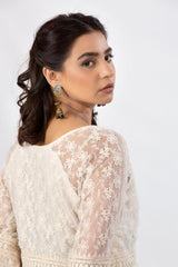 Skin Short Kurti with Lace & Net