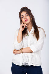 White with Net Formal Top