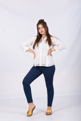 White with Net Formal Top