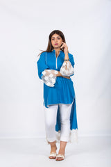 Styled Light Blue Kurta with Wide Laces