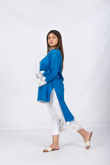 Styled Light Blue Kurta with Wide Laces