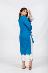 Styled Light Blue Kurta with Wide Laces