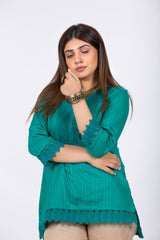 Green Lace Embedded Formal Top