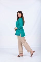 Green Lace Embedded Formal Top
