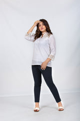 White Embellished Formal Top