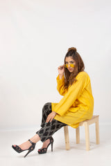 Yellow styled Slub Kurta with Pocket