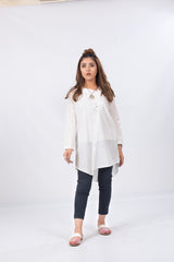 White Slub Lightly Embellished Kurti