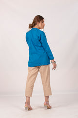 Blue Collared Lace Worked Formal Top