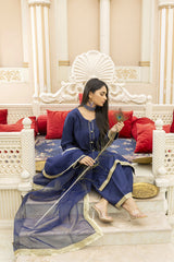 Blue Kattan Silk Shalwar Suit