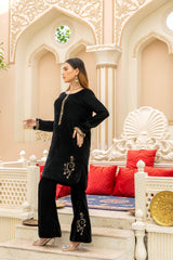 Black Velvet Bell Dress Design