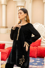Black Velvet Bell Dress Design