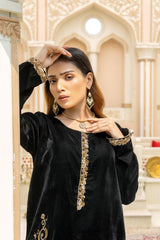 Black Velvet Bell Dress Design