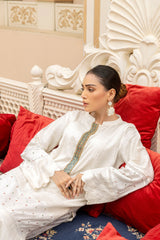 Off White Jacquard Fabric Dress