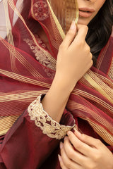 Maroon Two Tone Silk Fabric Suit