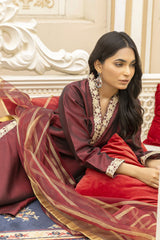Maroon Two Tone Silk Fabric Suit