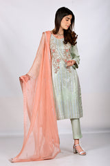 Aquamarine Suit with Chiffon Dupatta