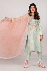 Aquamarine Suit with Chiffon Dupatta