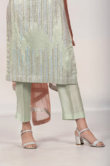 Aquamarine Suit with Chiffon Dupatta