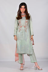 Aquamarine Suit with Chiffon Dupatta