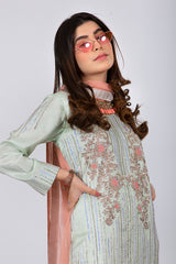 Aquamarine Suit with Chiffon Dupatta