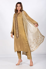 Golden Pure Raw Silk Suit