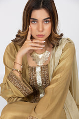 Golden Pure Raw Silk Suit
