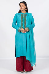 Turquoise Full Suit with Embellishments