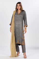 Gray Pure Raw Silk Extreme