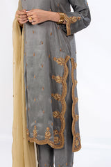 Gray Pure Raw Silk Extreme