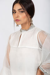 White Organza Dress with Dupatta