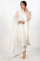 White Organza Dress with Dupatta