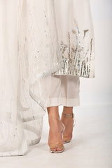 White Organza Dress with Dupatta
