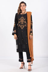 Black Pure Raw Silk Suit with Dupatta