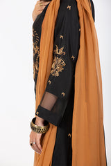 Black Pure Raw Silk Suit with Dupatta