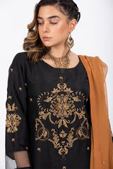 Black Pure Raw Silk Suit with Dupatta