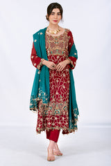 Maroon heavily Embellished Suit