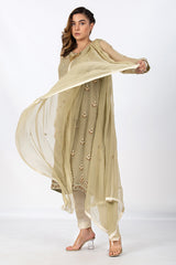 Olive Green Suit with Chiffon Dupatta