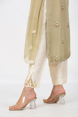 Olive Green Suit with Chiffon Dupatta