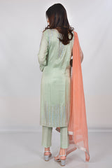 Aquamarine Suit with Chiffon Dupatta